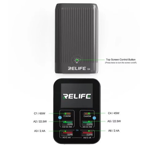Сетевое зарядное устройство RELIFE Q4, 72 Вт, Quick Charge, Power Delivery (PD), 6 портов Превью 2
