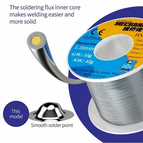 Solder Mechanic HX-T100, (Sn 63% , Pb 37%, flux 1-3%, 0,4 mm, 55 g) Preview 1