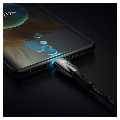 Cable USB Baseus Glimmer, 2xUSB tipo-C, 100 cm, 100 W, negro, con revestimiento de nylon, con indicador, #CADH000701 Vista previa  2
