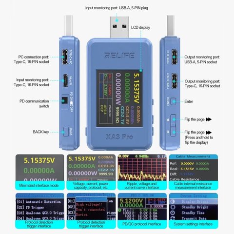 USB-тестер RELIFE XA3 Pro Превью 1