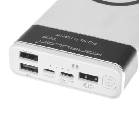 Power bank Konfulon M20W, 20000 mAh, USB puertos 5-9V 2A/12V 1,5A, Type C puertos 5-9V 2A/12V 1,5A, 2 puertos USB 5 V 3A, 150 ×72 × 22 mm, negro Vista previa  2