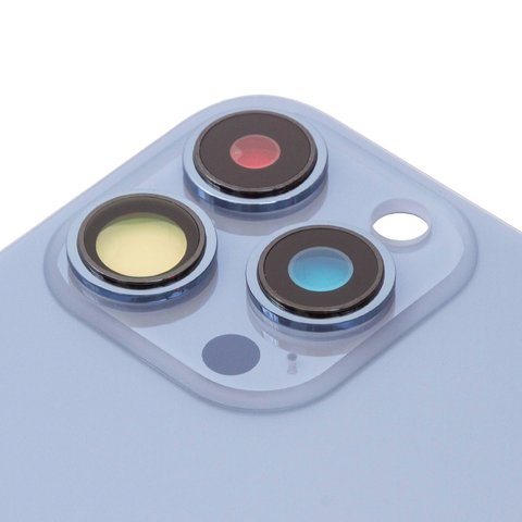 Panel trasero de carcasa puede usarse con iPhone 13 Pro, azul claro, con vidrio de cámara, sierra Blue, small hole Vista previa  1