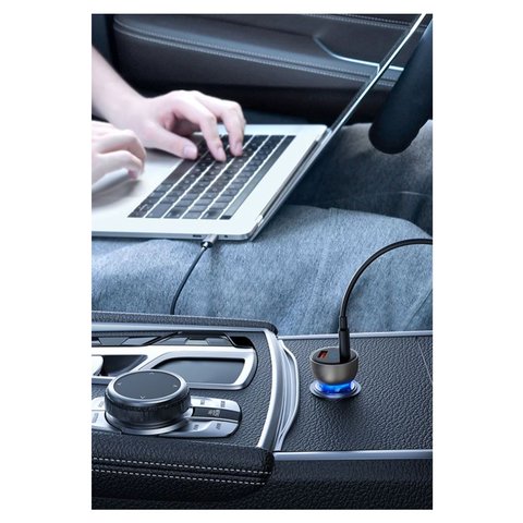 Автомобильное зарядное устройство Baseus Particular Digital Display QC+PPS Dual, серое, Quick Charge, с дисплеем, 65 Вт, 2 порта, 12-24 B, #CCKX-C0G Превью 2