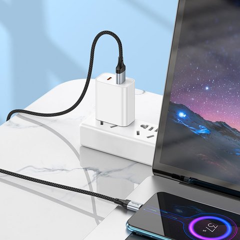 USB кабель Hoco X102, USB тип-A, micro-USB тип-B, 100 см, 2,4 А, черный, в нейлоновой оплетке, #6942007608763 Превью 4