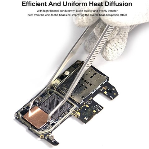 Термопрокладка RELIFE RL-093A, мідна, 0,1 мм, 14 мм, 12,45 мм, 50 шт Прев'ю 4